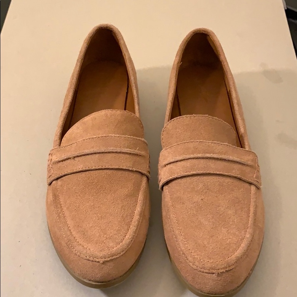 Mauve suede loafers